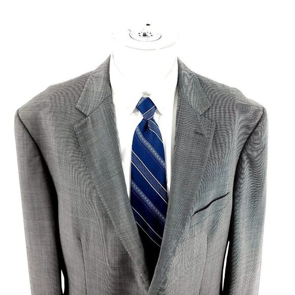 Pronto Uomo Signature Super 120s Wool 2 Button Blazer Gray Nailshead 46L Lanific - Picture 1 of 12